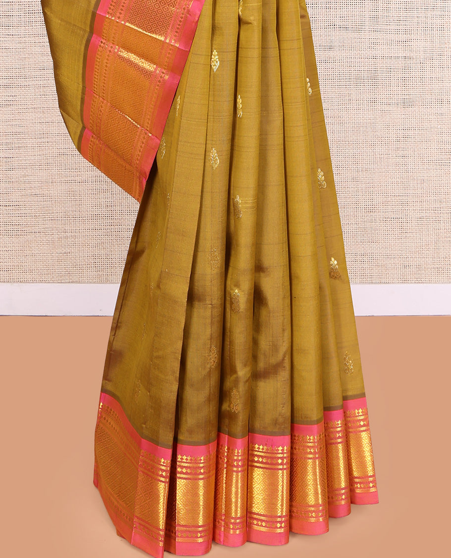 Mustard Zari Butta Kanchipuram Silk Saree