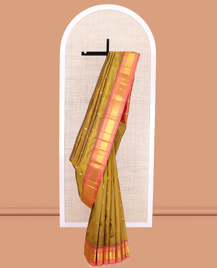 Mustard Zari Butta Kanchipuram Silk Saree