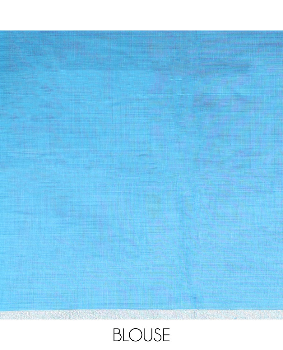 Pink floral buttas printed chirala cotton saree, bavanji border, and contrast floral print pallu