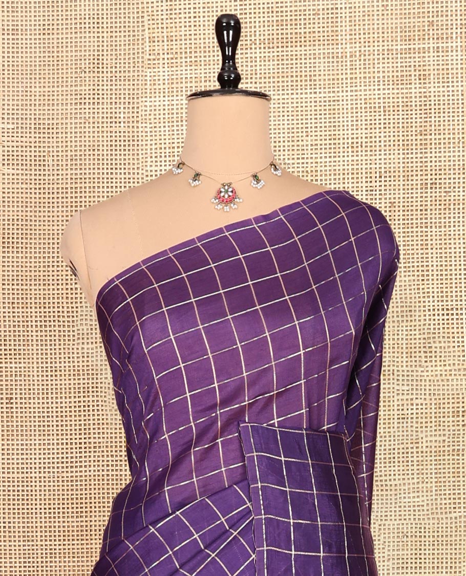 Borderless Purple Chanderi Cotton Saree, Grand Intricately Designed Pallu, and a Matching Blouse