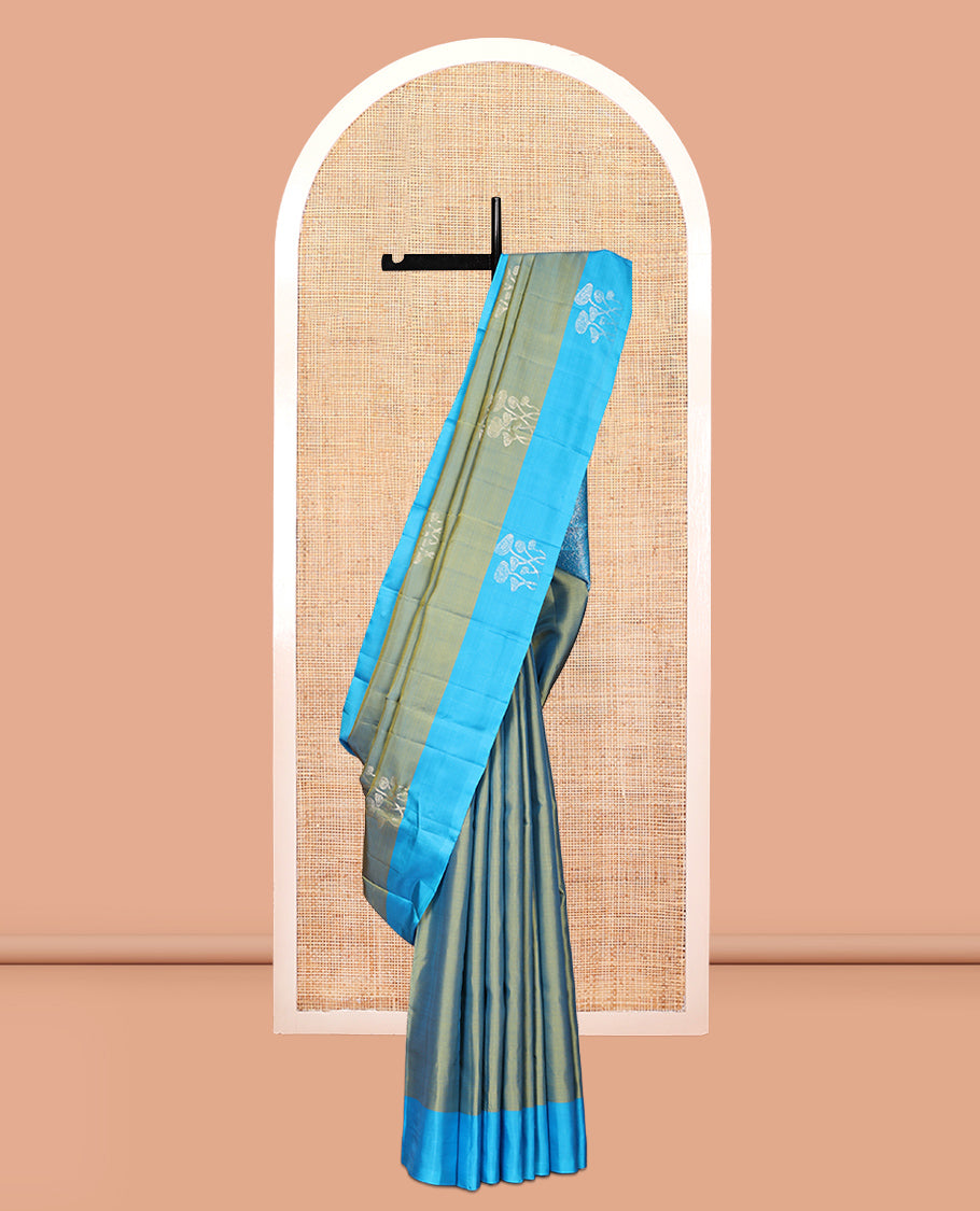 Blue-Green Mayuri Lite Silk Mix Saree
