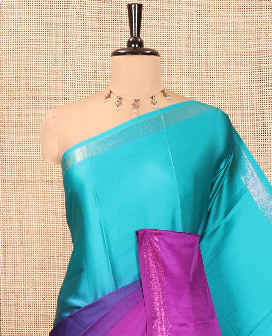 Purple Ombre Plain Satin Crepe Saree, Subtle Zari Border, Plain Pallu, and Comes without a Blouse