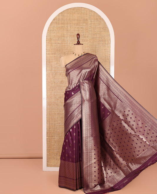 Purple Elite Soft Silk Saree, Enriched with Jacquard, Buttas, Traditional Border, Grand Pallu and Matching Blouse