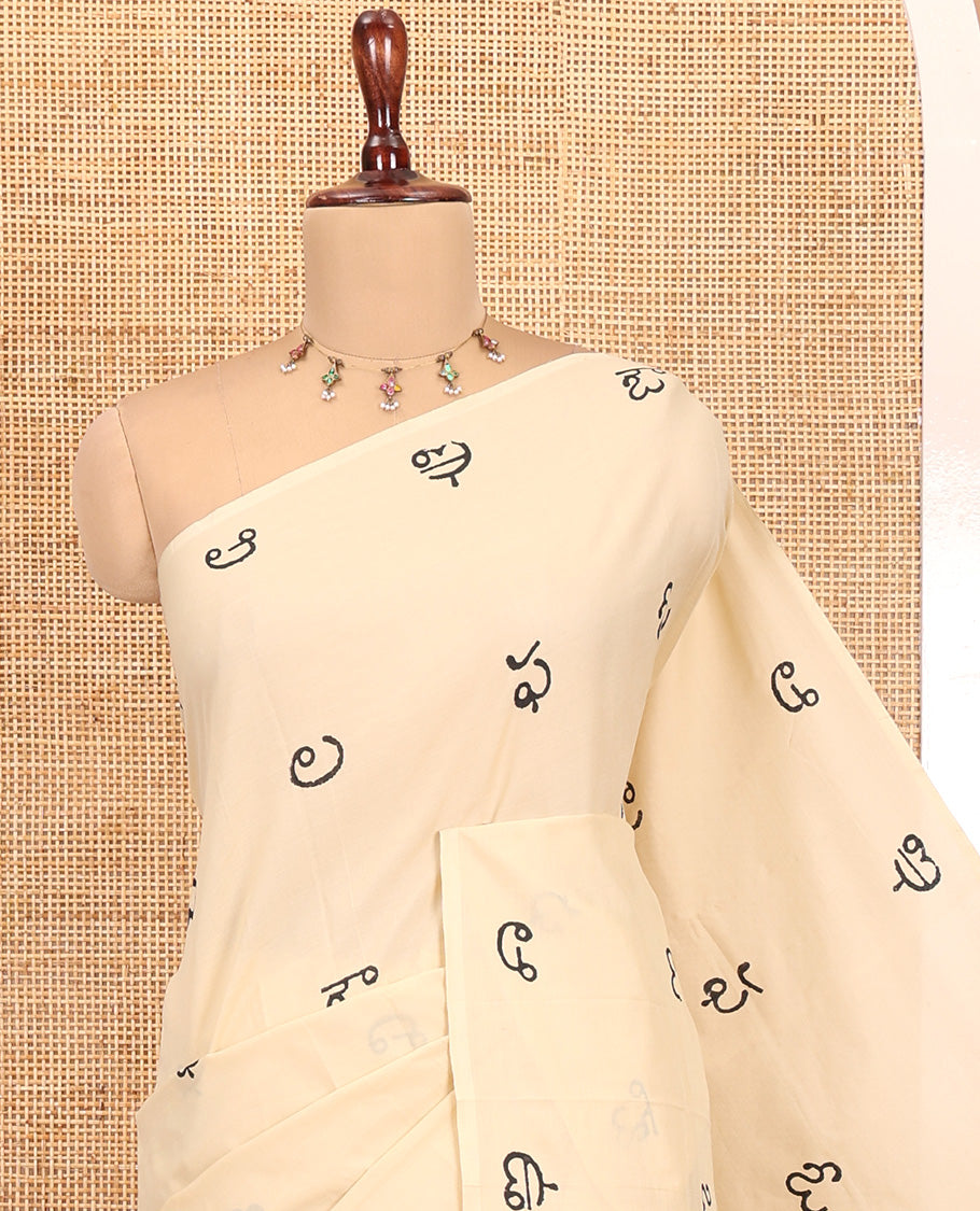 Cream Kanada Letter South Cotton Saree