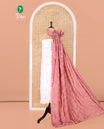 Cream with Pink Vichitra Silk Material Chudidar Set, Elevated with Gold Zari Buttas On Its Top, a Plain Santoon Bottom, and Comes with a Floral Vine Sequins Embroidered Dupatta
