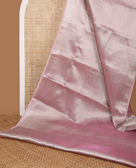 Baby pink brocade design celebrity tissue saree with self border & rich pallu along with plain blouse