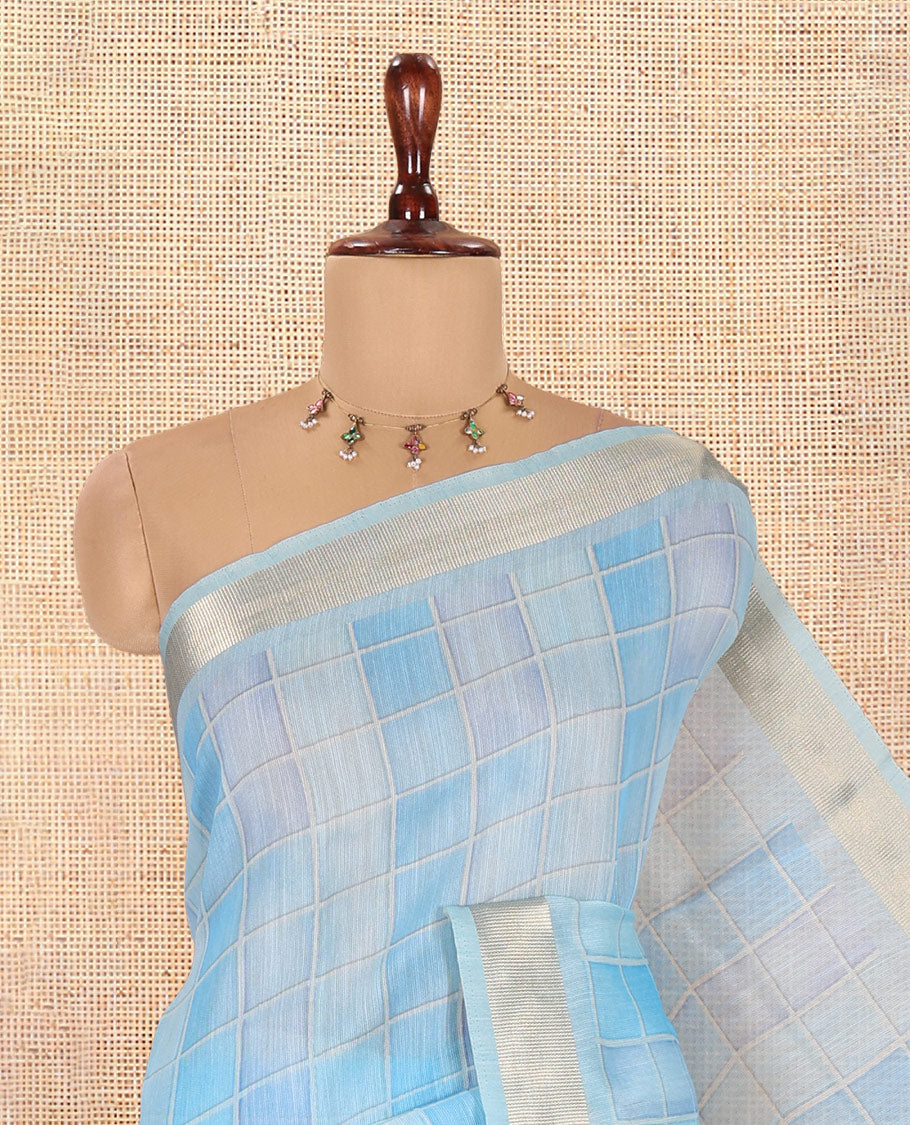 Sky Blue Linen Saree