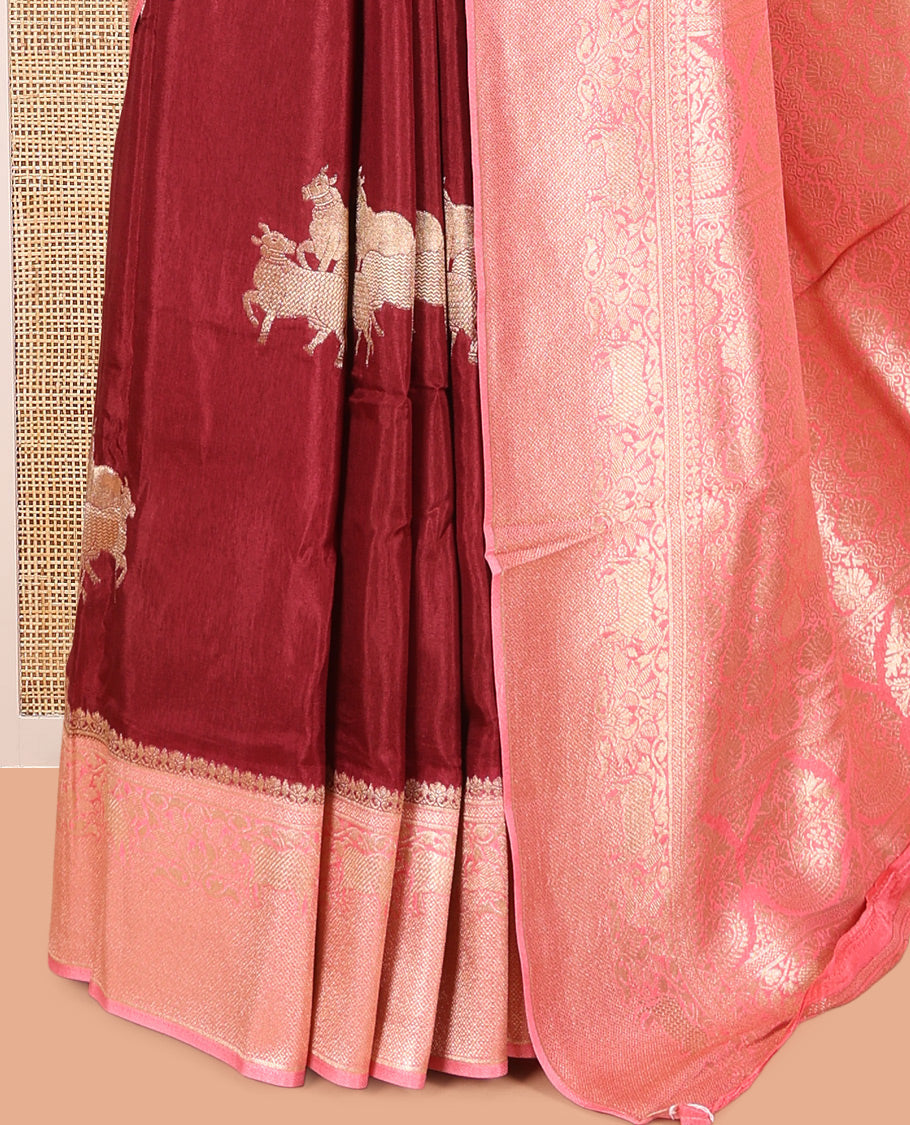 Coffee Brown Semi Raw Silk Saree