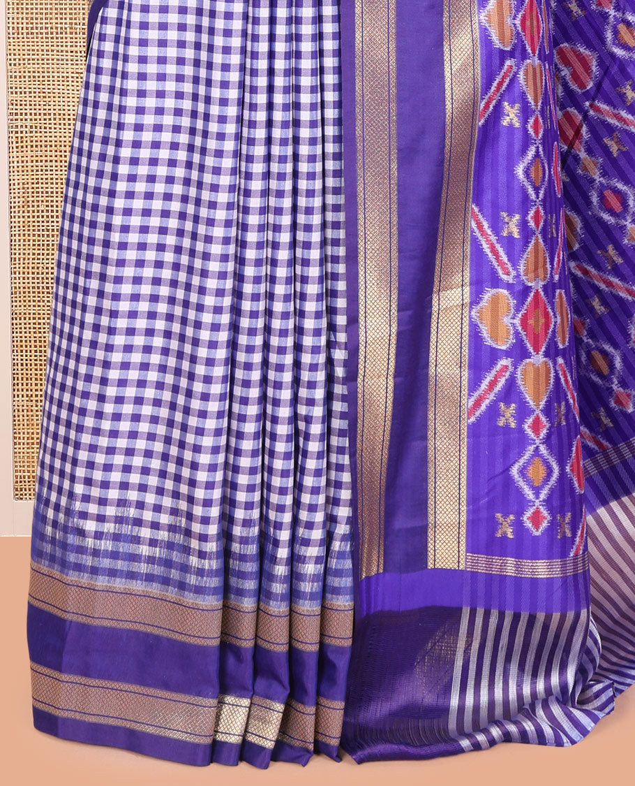 M.s. Blue Chettinad-Style Soft Silk Saree