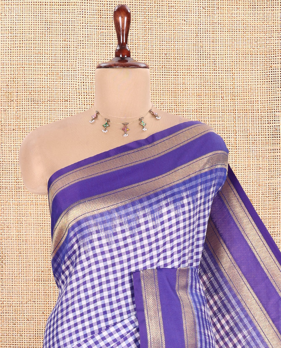 M.s. Blue Chettinad-Style Soft Silk Saree