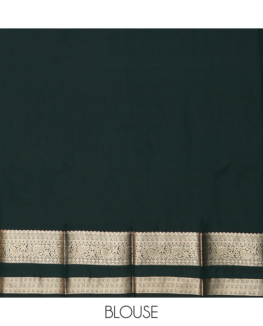 Pink Budget Silk Saree Ornamented with Zari Buttas, Featuring a Contrast Traditional Zari-Design Rettai Pettu Border, Jaal Pallu, and a Contrast Blouse