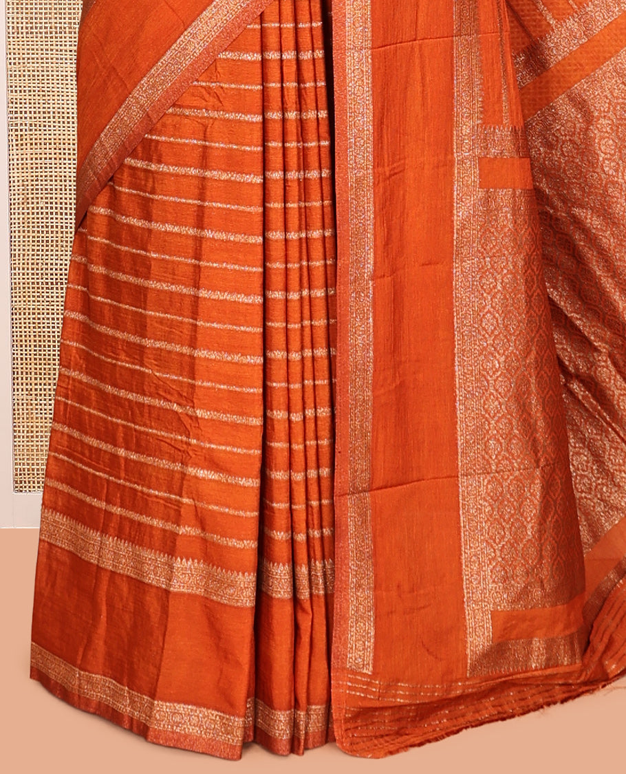 Orange Fancy Crepe Saree