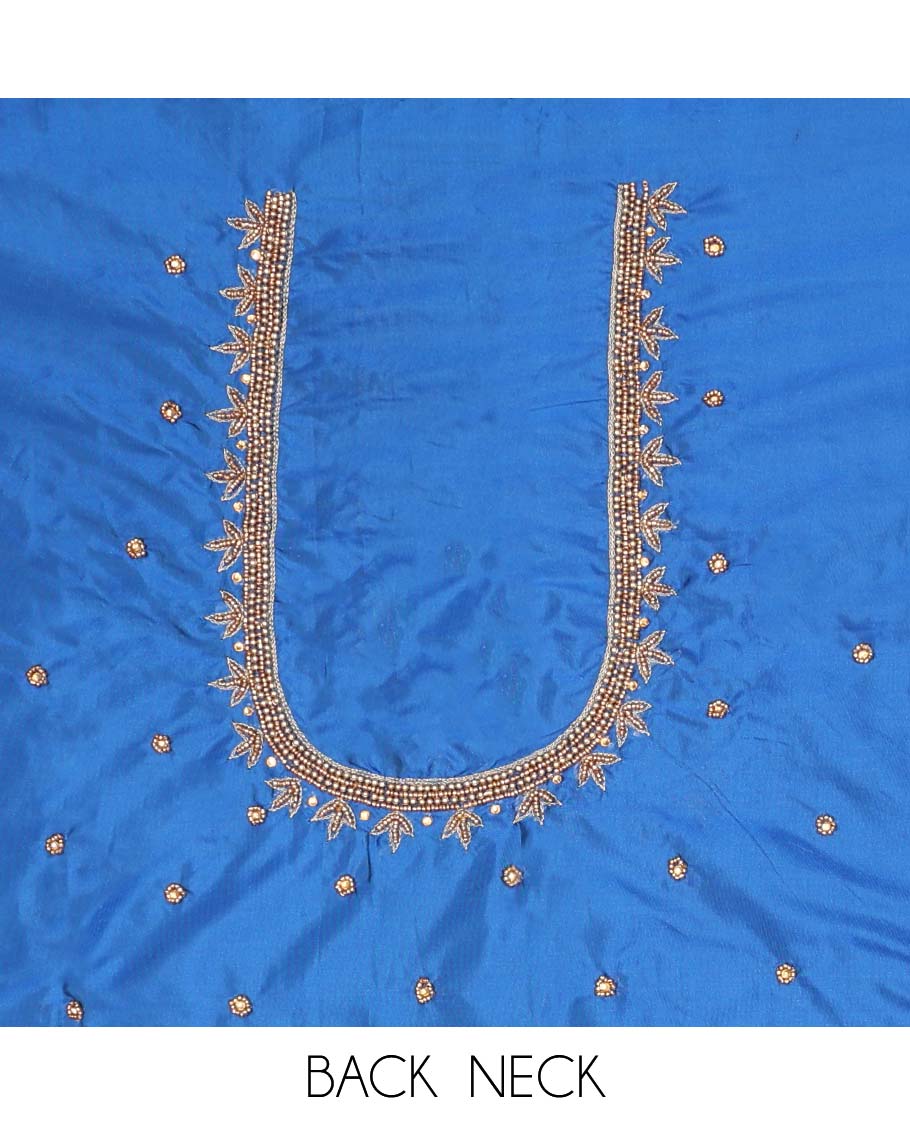 Blue aari embroidered material blouse