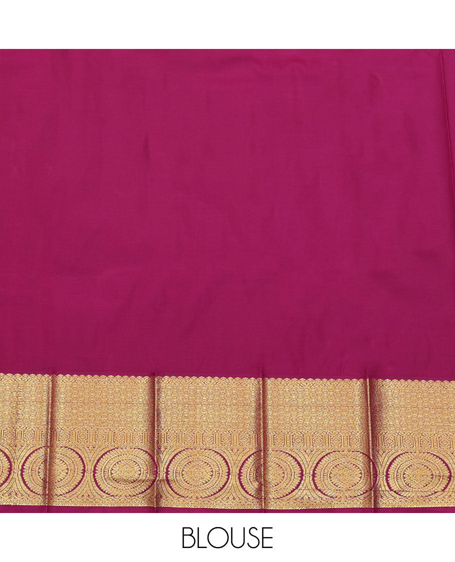 Blue Budget Silk Saree, Adorned with Zari Buttas All Over Its Body, Complemented by a Contrast Traditional Zari  Design Border of Chakram Designs, Grand Jaal Pallu, and Paired with a Contrast Blouse