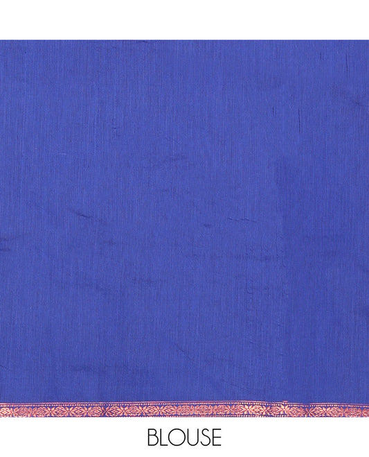 Crimson Red Maheshwari Cotton Saree, Beautifully Designed with Flower Buttas All Over Its Body, Subtly Woven Piping Border, Captivating Contrast Pallu Steeped with Buttas, and Paired with a Contrast Blouse