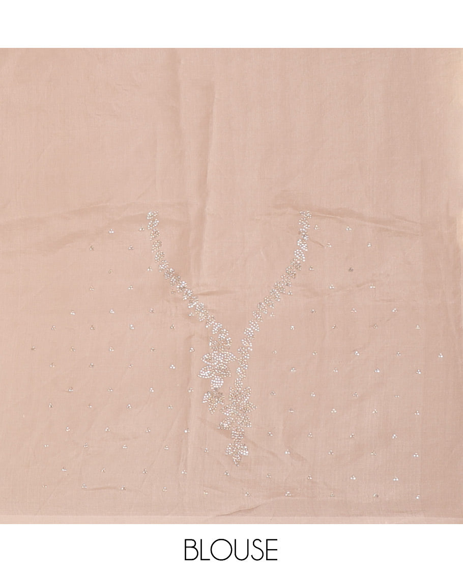 Gold Turkey Organza Saree, Adorned with Abstract-Style Gold Thread Work, Swarovski Stonework Border, and Matching Blouse