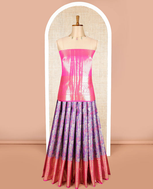 Purple floral jaal design art sillk saree with contrast border of intricate zari designs, zari design blouse & floral design dhavani