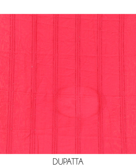 Multi-Color Shimmer Tissue Material Churidar, Enthralled with Madras Checks Neckwork Top, a Contrast Bottom, Sequins Striped Dupatta
