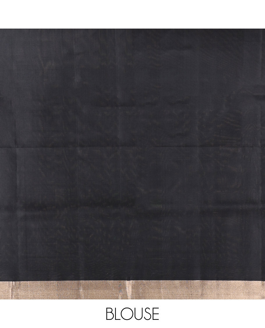 Black Mayuri Lite Silk Mix Saree, Graced with Zari Buttas, Highlighted by Zari Flower Design Border, Floral Design Pallu, and Matching Blouse