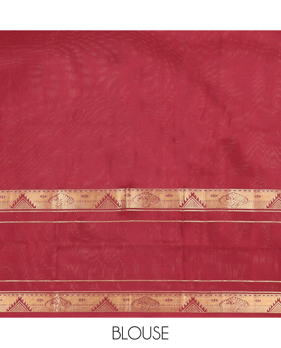 Orange Uppada Silk Saree, Mesmerized with Zari Buttas All Over Its Body, Complemented by a Contrast Traditional Border of Diamond Designs, Pallu Woven with Floral Jaal Designs, and Paired with a Contrast Blouse