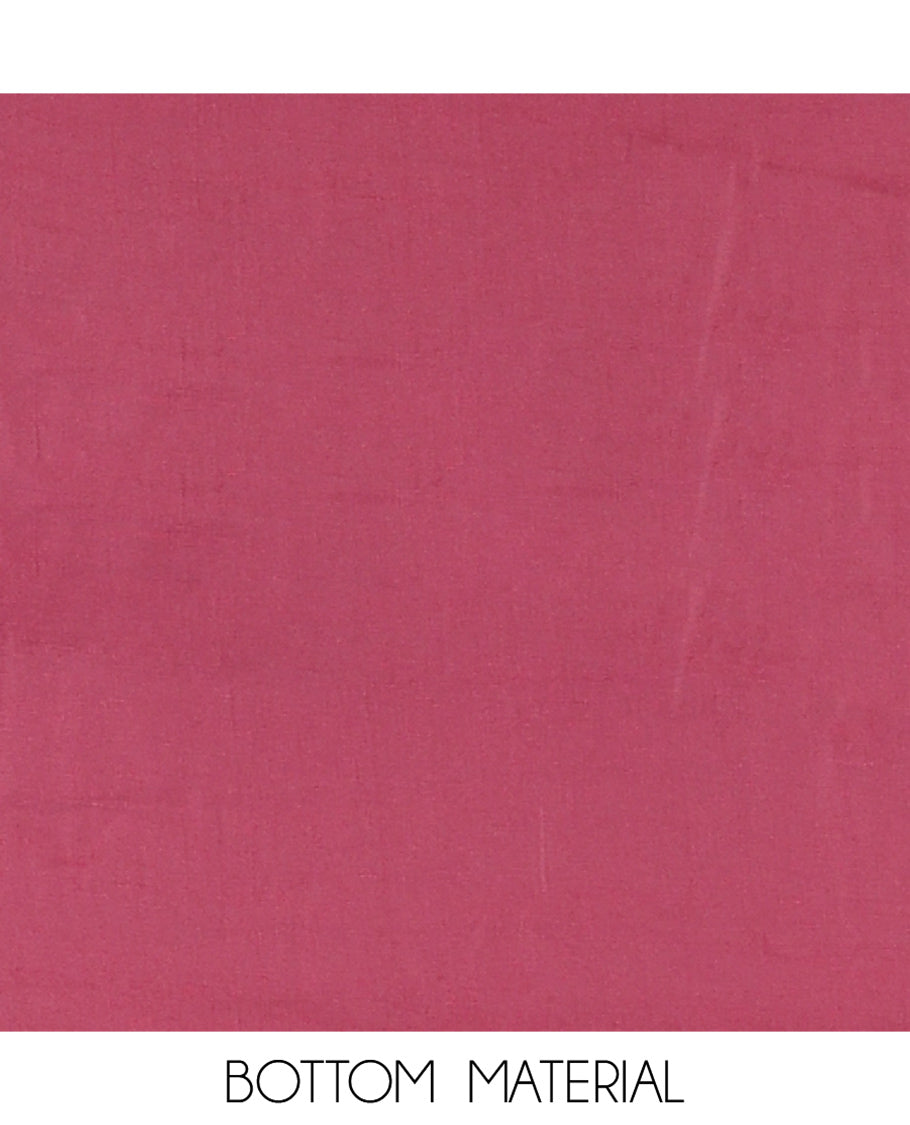 Wine Fendi Organza Material Chudidar Fetaures Pom-Pom-Neckline Top, Plain Bottom, and Scallop Embroidered Dupatta