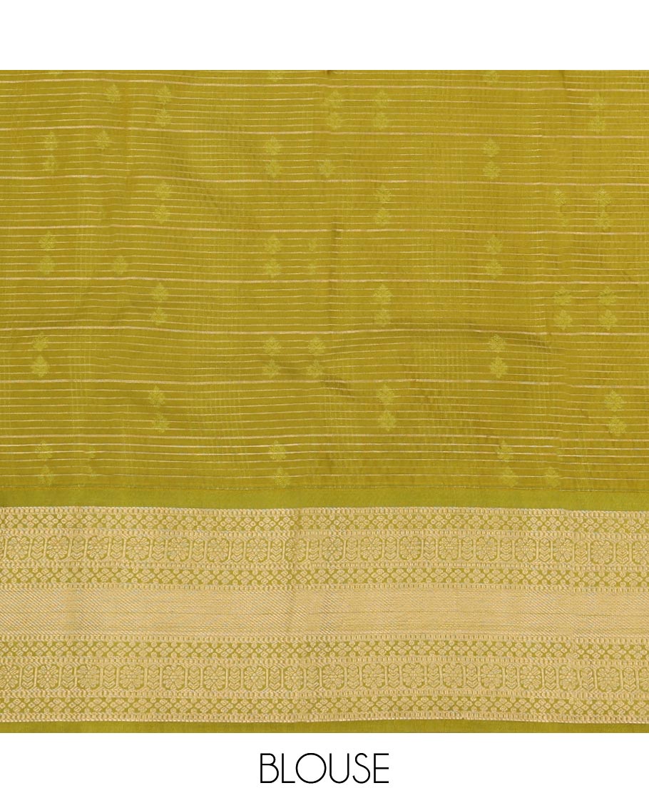 Pink Art Silk Pavadai Material Set Featuring Zari Butta Enclosed Checks Skirt, Complemented by a Contrast Traditional Zari Motifs Woven Border, and Paired with a Contrast Blouse