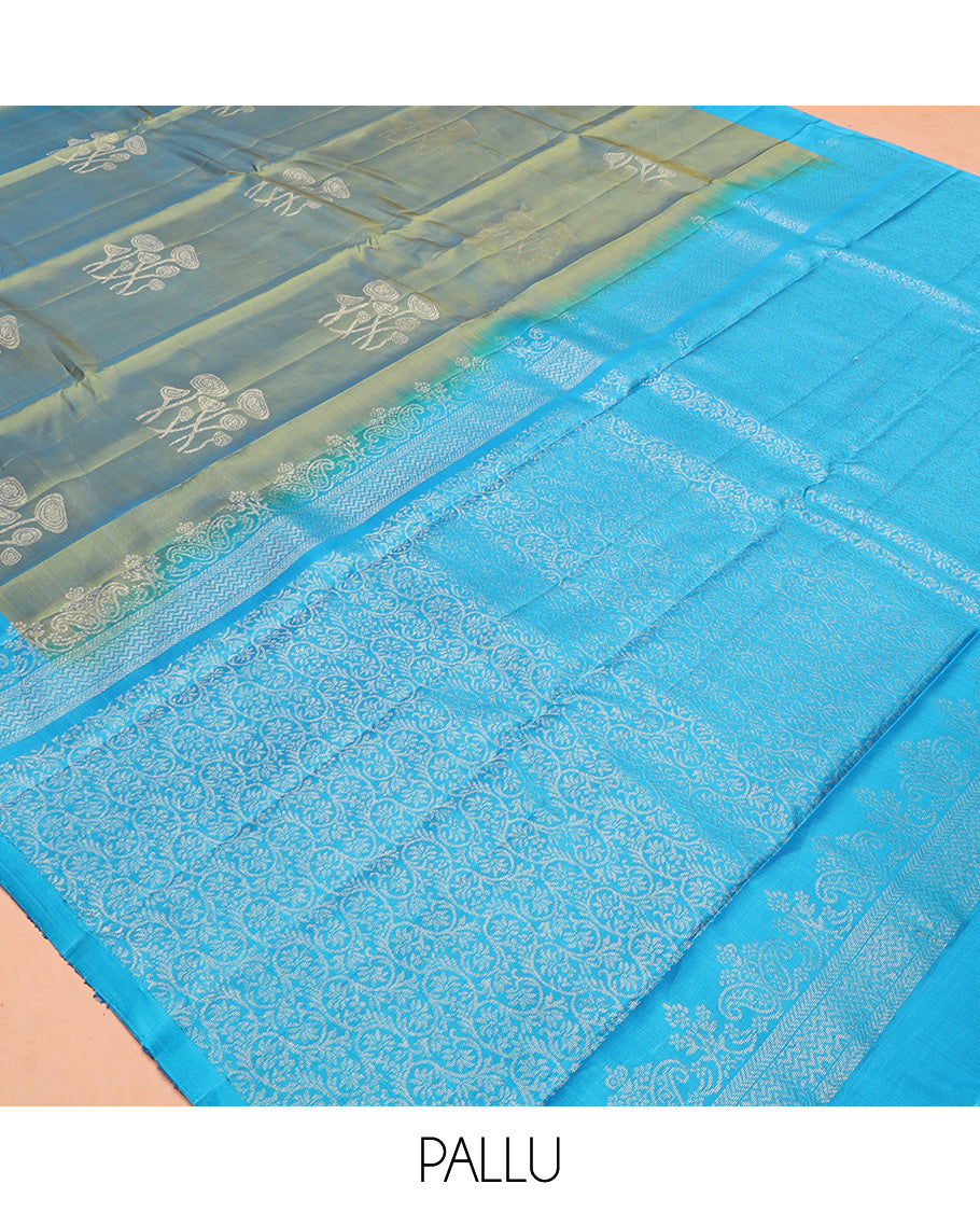 Blue-Green Mayuri Lite Silk Mix Saree