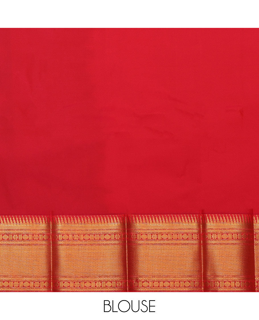 Navy Blue Budget Silk Saree, Woven with Zari Buttas All Over Its Body, Complemented by a Contrast Traditional Zari Design Border, Grand Pallu, and Paired with a Contrast Blouse