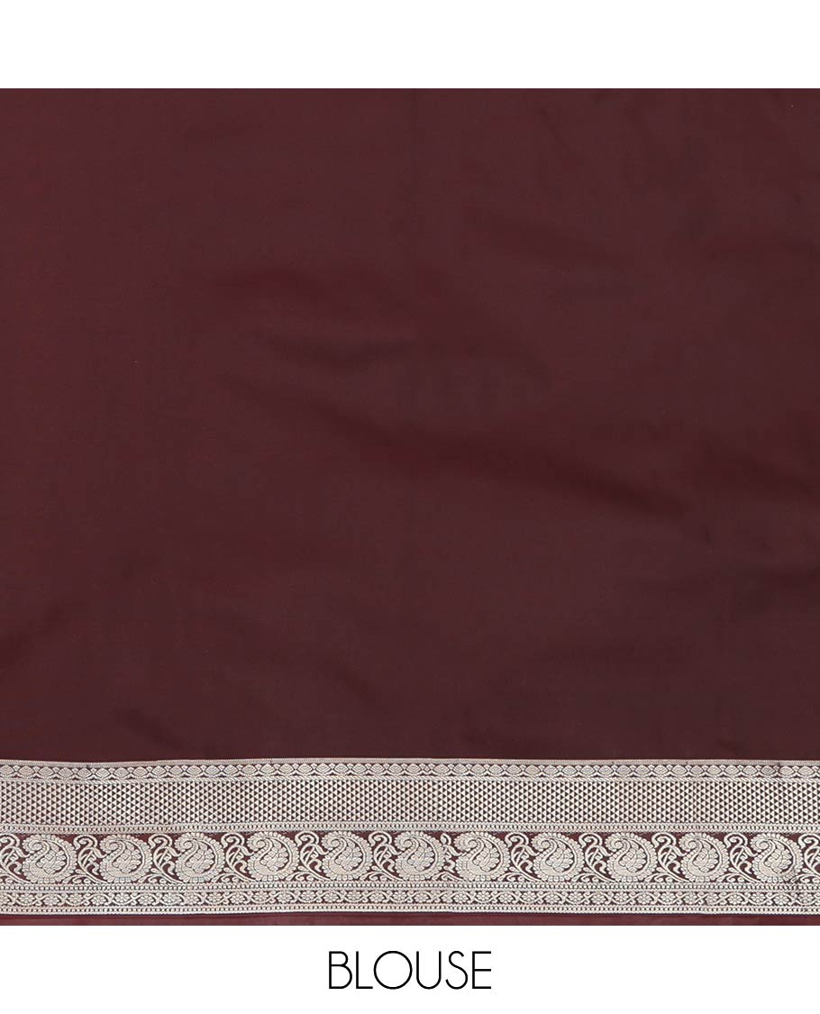 Orange Budget Silk Saree, Finely Crafted with Zari Buttas All Over Its Body, Complemented by a Contrast Traditional Zari Design Border of Paisleys, Grand Jaal Pallu, and Paired with a Contrast Blouse