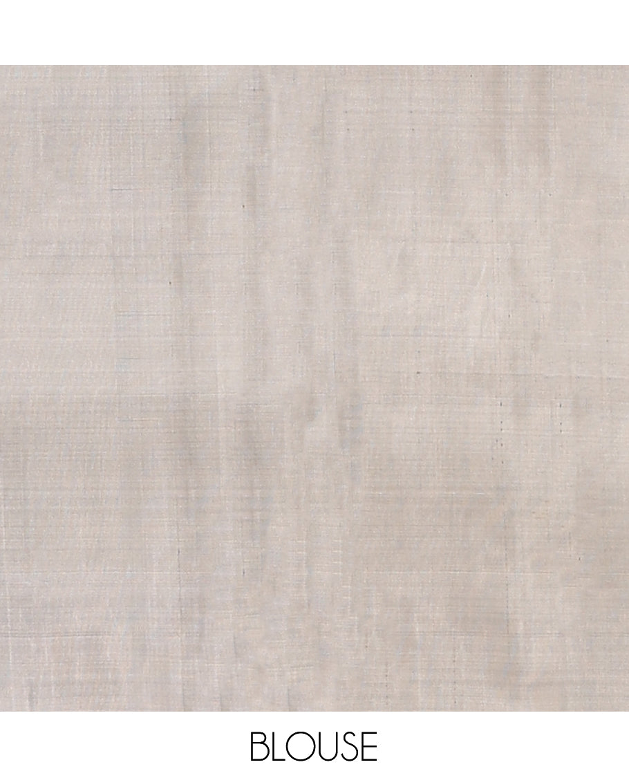 Brown Mayuri Lite Silk Mix Saree, Woven with Zari Buttas, Complemented by a Contrast Border of Floral Buttas, a Grand Pallu, and a Contrast Blouse