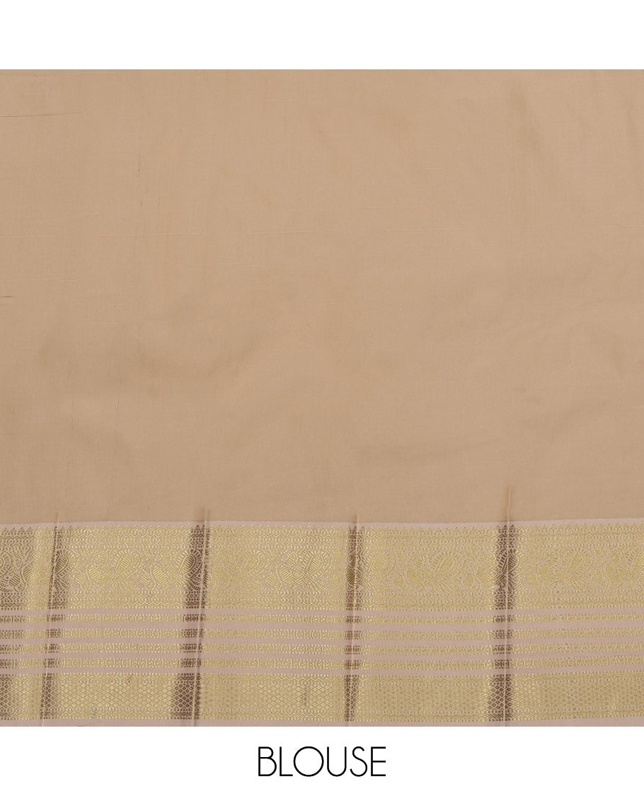 Yellow Budget Silk Saree, Sparsely Woven with Buttas and Checks All Over Its Body, Complemented by a Contrast Traditional Zari Design Border, Grand Pallu, and Paired with a Contrast Blouse