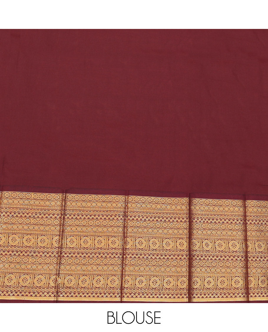 Lavender Budget Silk Saree, Beautified with Zari Buttas on Its Body, Complemented by a Contrast Traditional Zari Design Border, Intricately Designed Pallu, and Paired with a Contrast Blouse