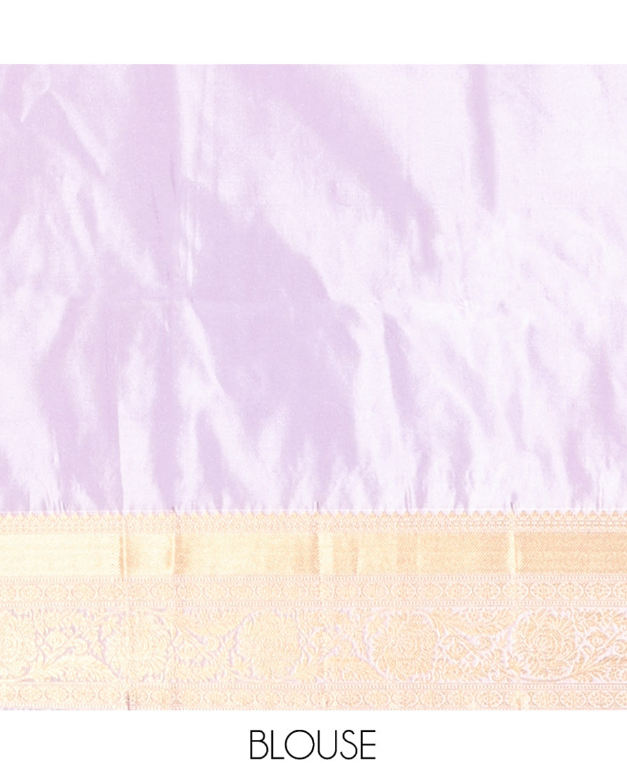 Pink Half-And-Half Budget Silk Saree Features Buttas, Traditional Border, Grand Pallu, Contrast Blouse