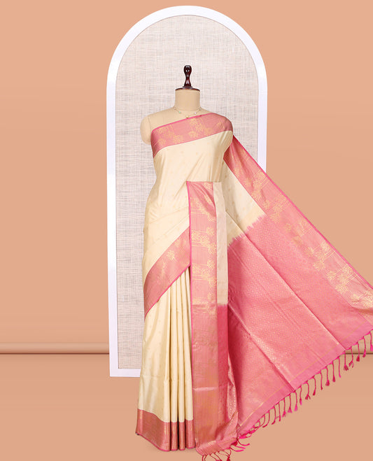 Sandal Floral Design Budget Silk Saree