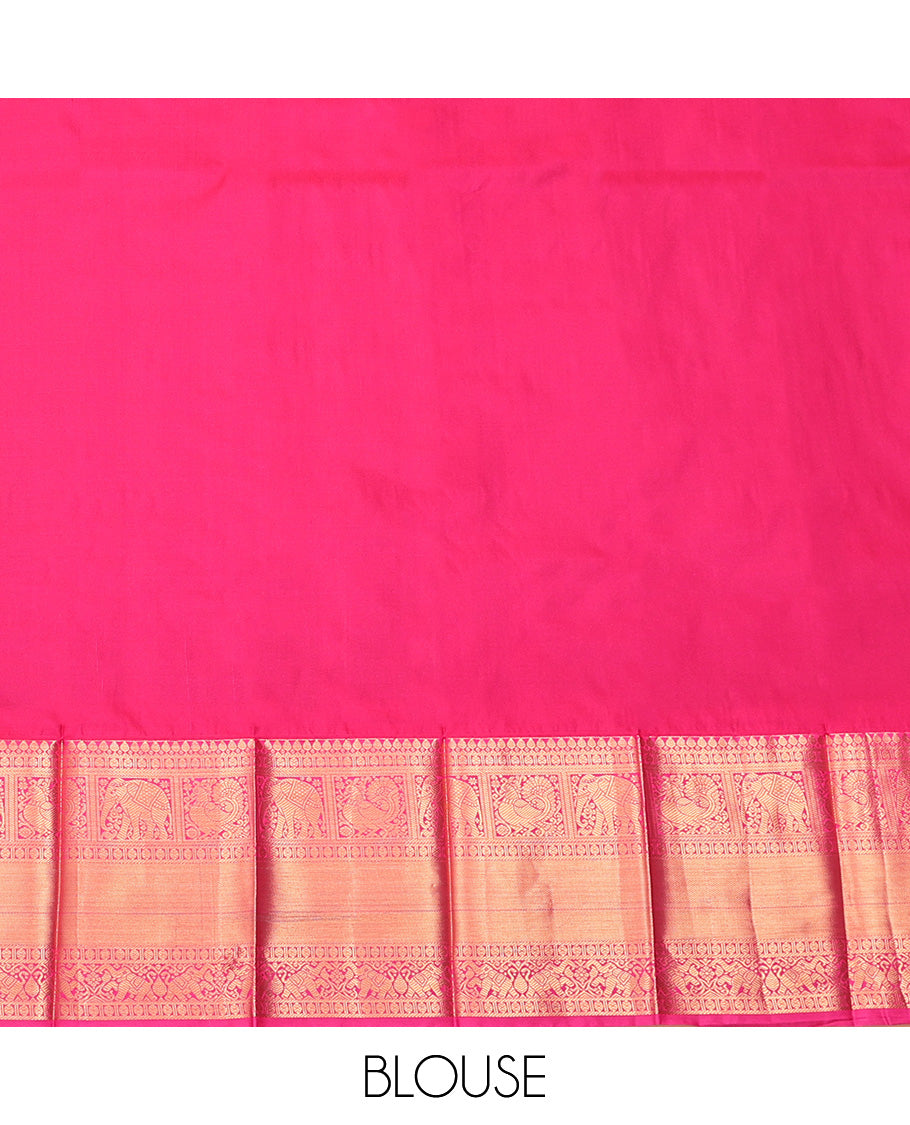 Blue Budget Silk Saree, Uniquely Woven with Zari Buttas and Stripes All Over Its Body, Complemented by Contrast Traditional Zari Designs Woven Border, Intricately Zari Decked Up Pallu and Paired with a Contrast Blouse