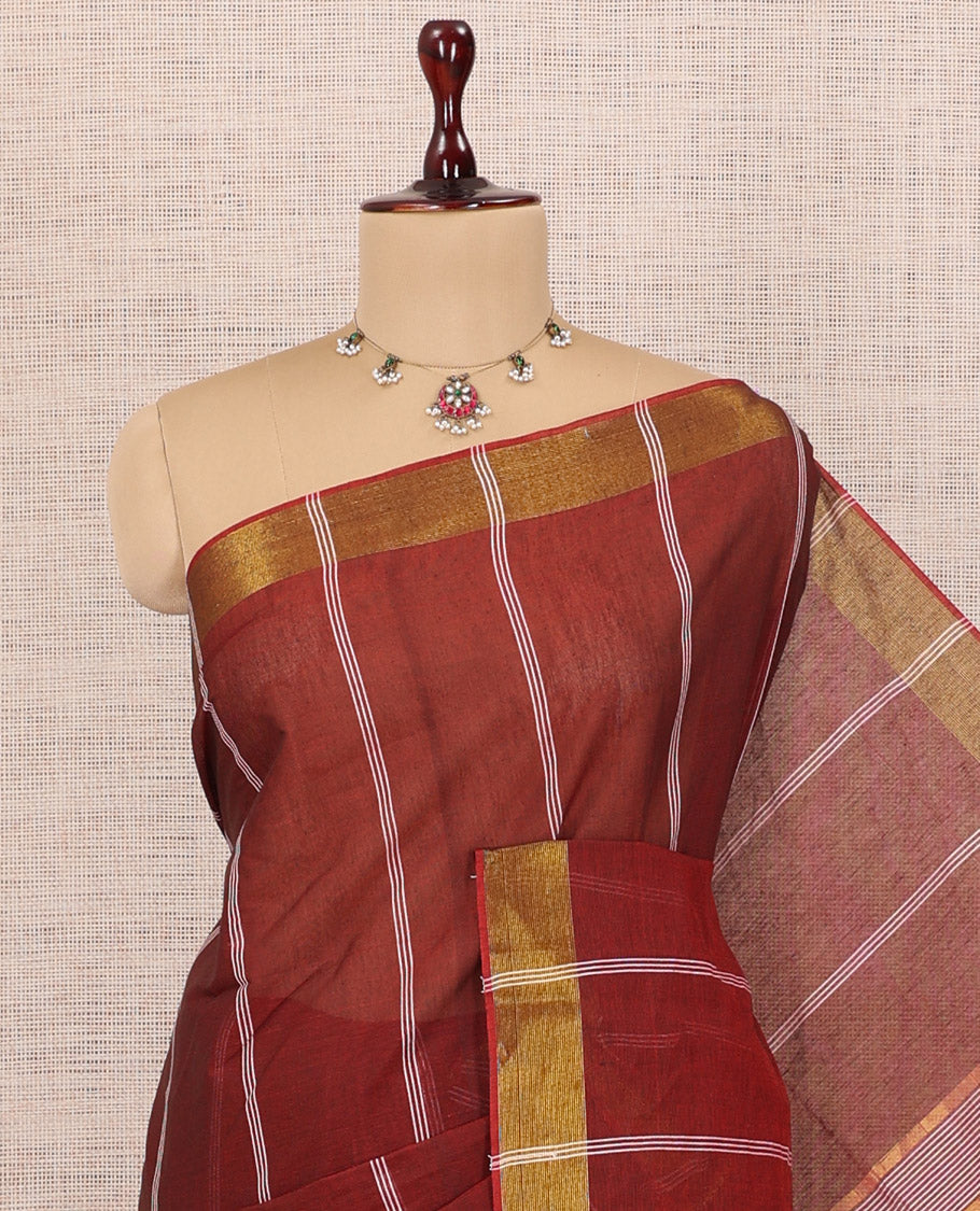Maroon Jute Cotton Saree