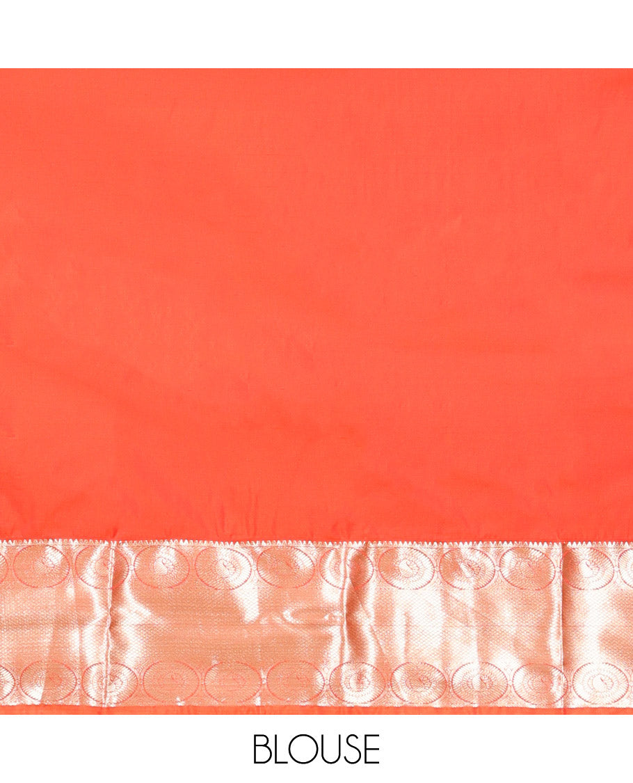 Green Budget Silk Saree, Enthralled with Zari Stripes, Complemented by Contrast Traditional Zari Border, Pallu of Jaal Designs, and Contrast Blouse