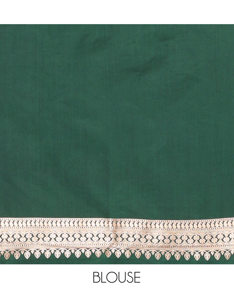 Green Semi-Banaras Satin Silk Saree