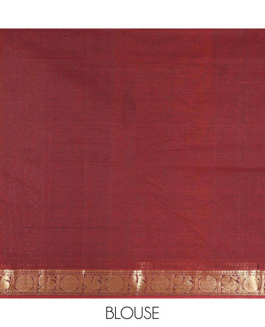 Green motifs silk cotton saree with intricate zari design border & floral design pallu