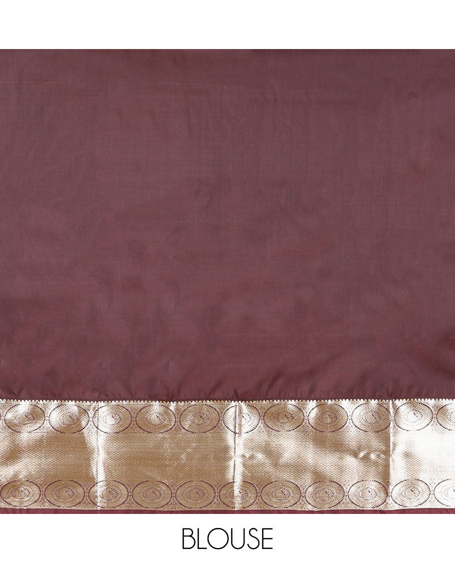 Orange Budget Silk Saree, Gracefully Embellished with Zari Stripes, Complemented by a Contrast Traditional Border, Jaal Pallu, and a Contrast Blouse