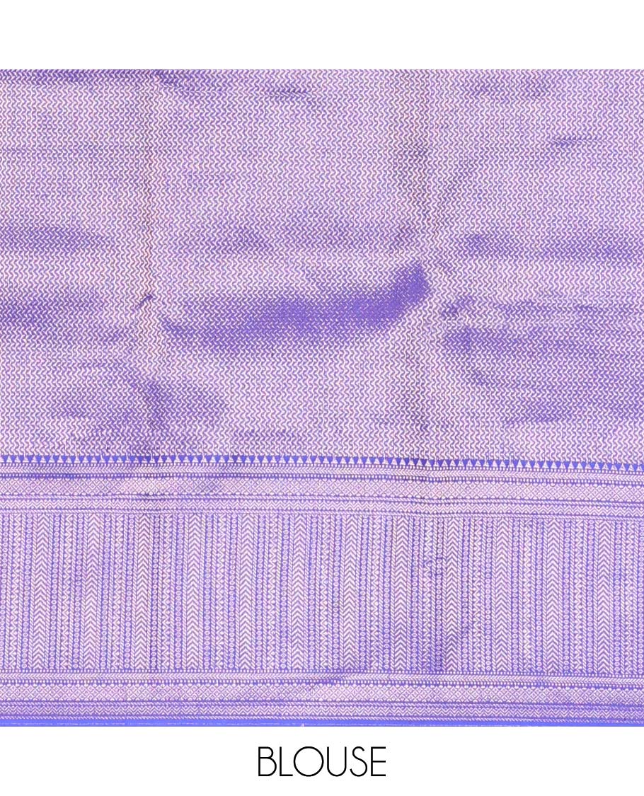 Purple  zig zag striped kancheepuram silk saree with seld striped zari border & geometric zari design pallu