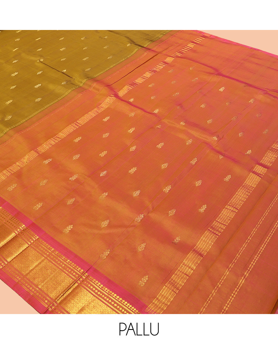 Mustard Zari Butta Kanchipuram Silk Saree