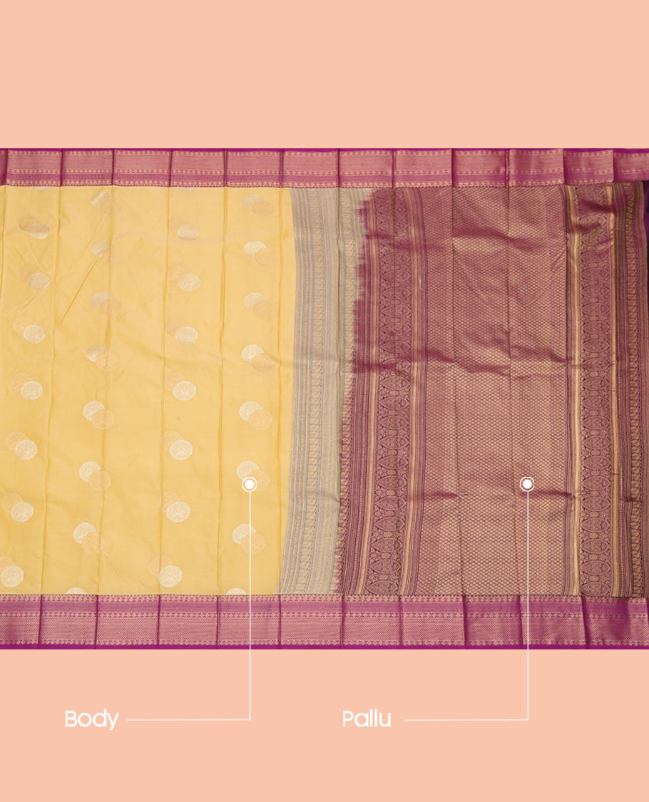 Yellow Woven Zari Butta Budget Silk Saree
