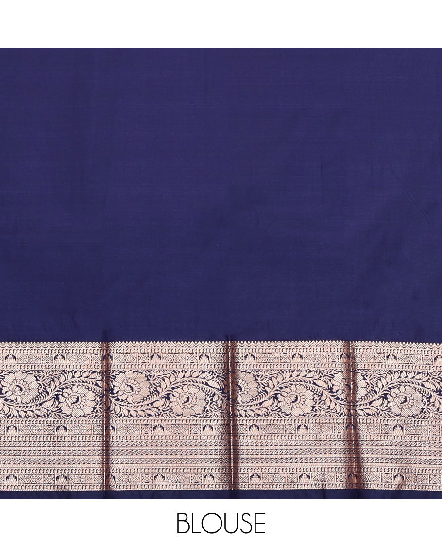 Mustard Budget Silk Saree, Woven with Zari Buttas, Complemented by a Contrast Traditional Zari Border, Pallu of Intricate Designs, and a Contrast Blouse
