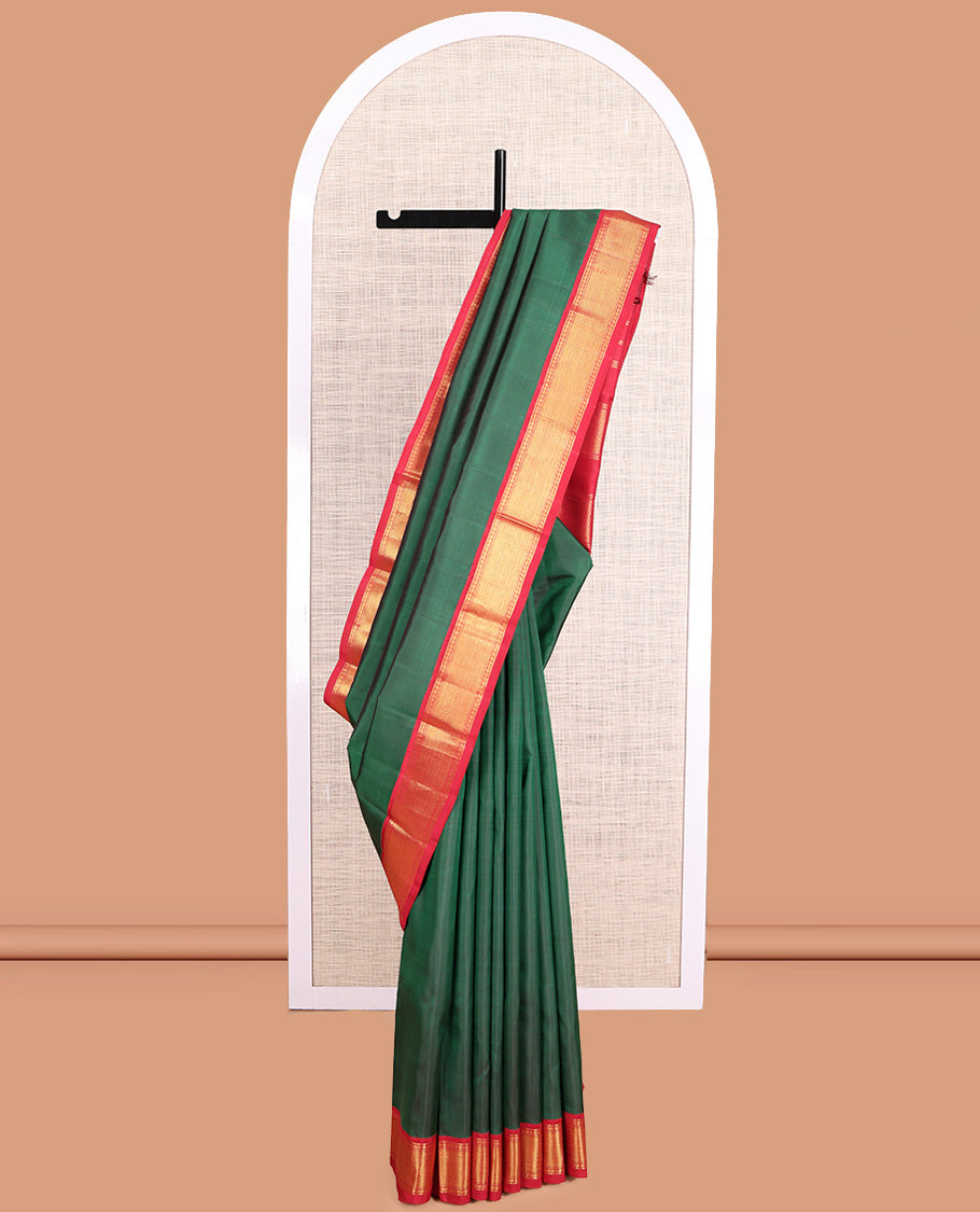 Green Plain Kanchipuram Silk Saree