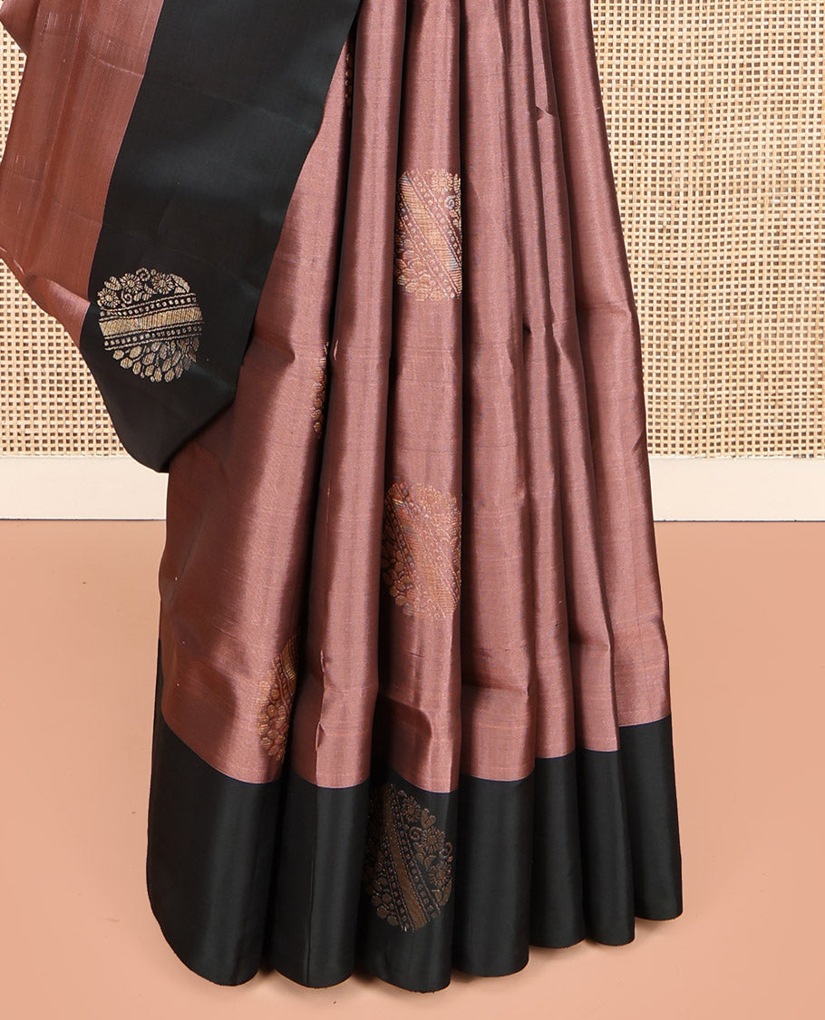 Pink Mayuri Lite Silk Mix Saree, Accentuated with Zari Buttas, Complemented by Contrast Round Buttas Border, Grand Jaal Pallu, and Contrast Blouse