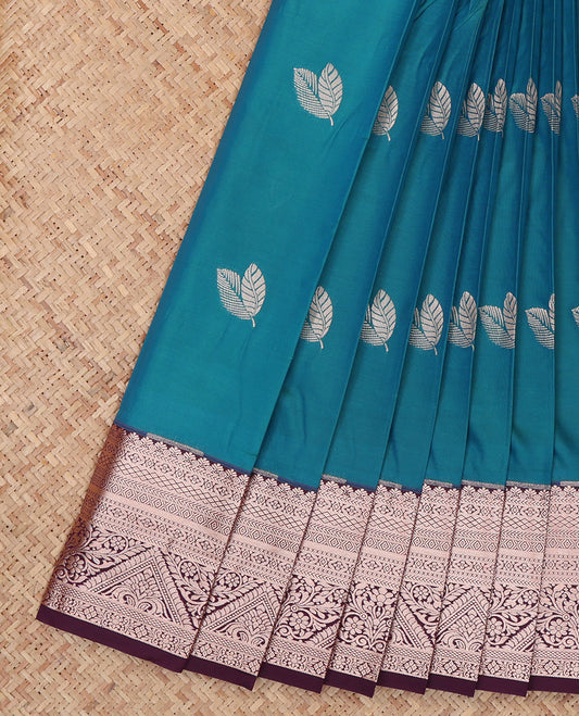 Blue Budget Silk Saree, Crafted with Zari Buttas, Complemented by a Contrast Traditional Zari Border, Grand Pallu, and a Contrast Blouse