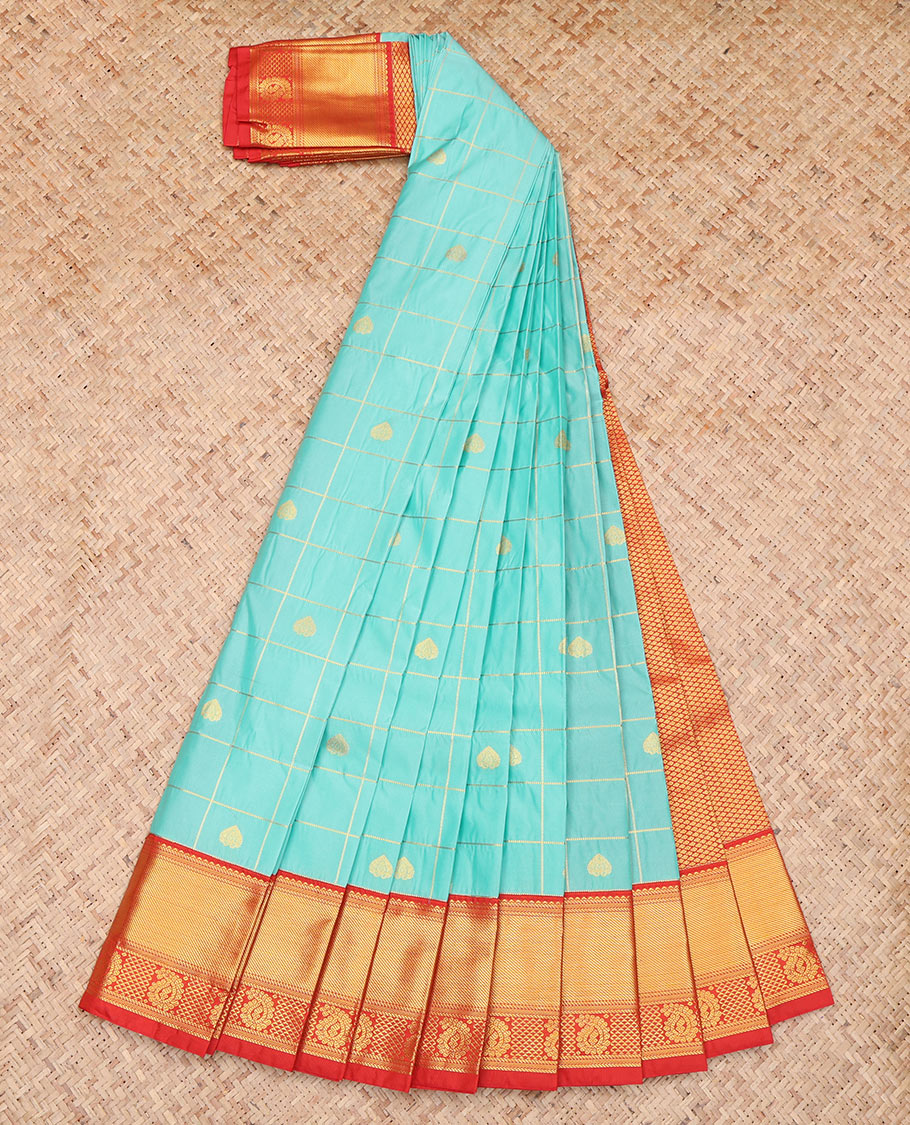 Blue Traditional Zari Design Border Budget Silk Saree