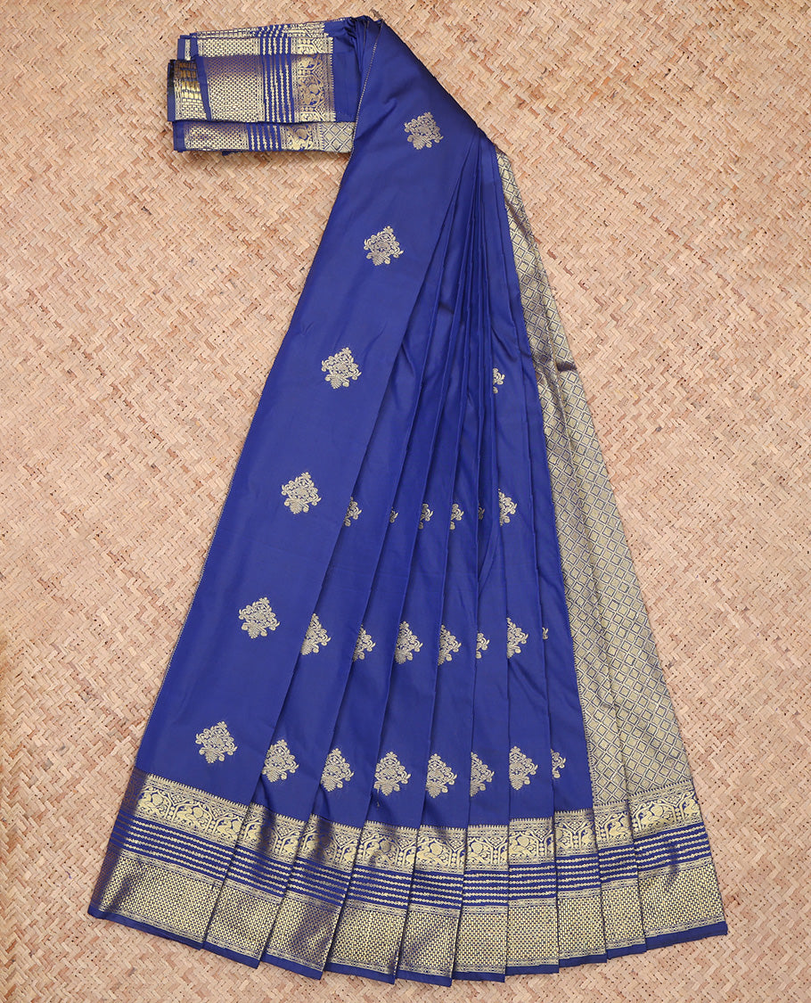 Blue Highlighted Zari Buttas Budget Silk Saree