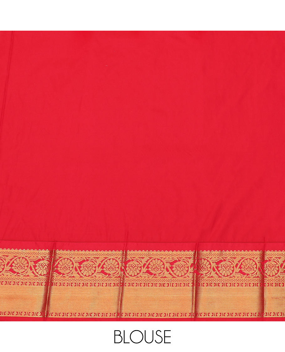 Blue Budget Silk Saree Gracefully Embellished with Zari Buttas, Featuring a Contrast Traditional Zari Design Border, Pallu Steeped with Zari Designs, and a Contrast Blouse